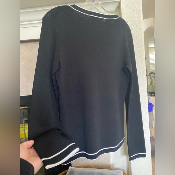 Black Cardigan with Fine White Floral Embroidery & Beaded - Picture 9 of 10